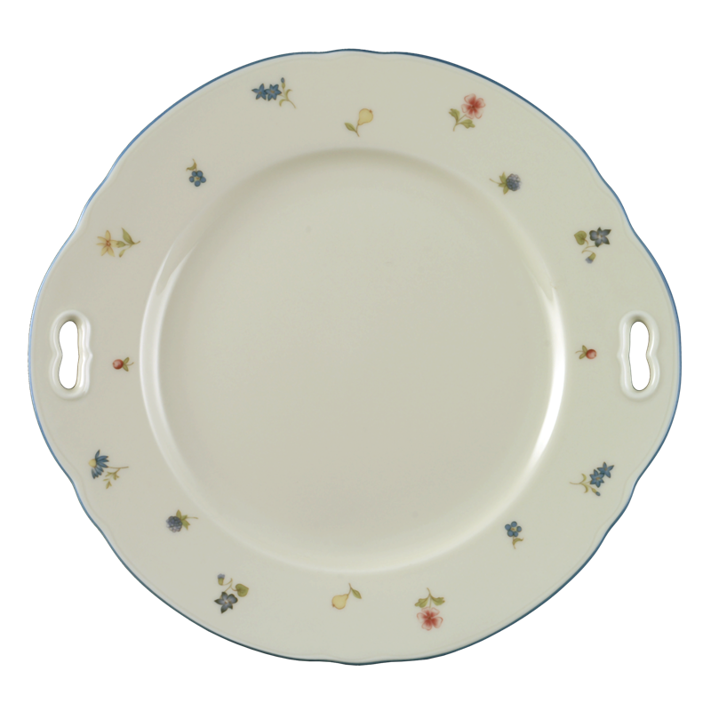 Seltmann Weiden Тортовница с ручками 27 см Streublume blauer Rand Marie-Luise | https://grandposuda.com.ua